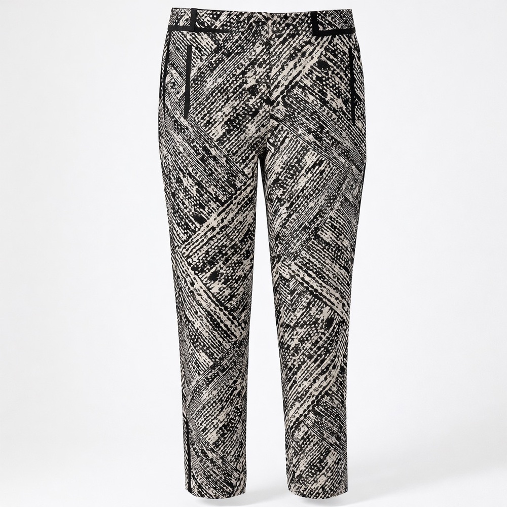 Zara Basic Black White Abstract Cigarette Pants Dark Academia M